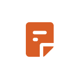 Orange document icon with white lines on a white background.